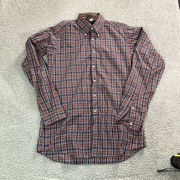 Vintage John Martin Button Up Shirt Men's Long Sleeve Western Plaid Red 36 - Picture 1 of 6